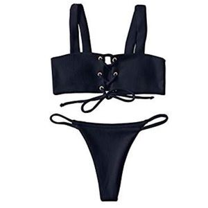Lace up bathing suit top